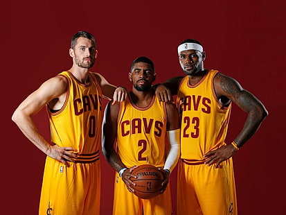 photo de trois joueurs de la NBA, NBA, basketball, sports, LeBron James, Cleveland Cavaliers, Cleveland, Fond d'écran HD HD wallpaper