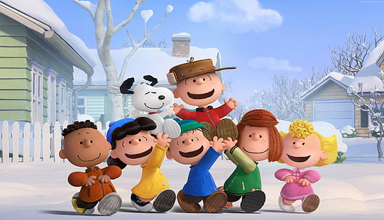 amigos, inverno, Snoopy, o filme dos amendoins, Charlie Brown, HD papel de parede HD wallpaper