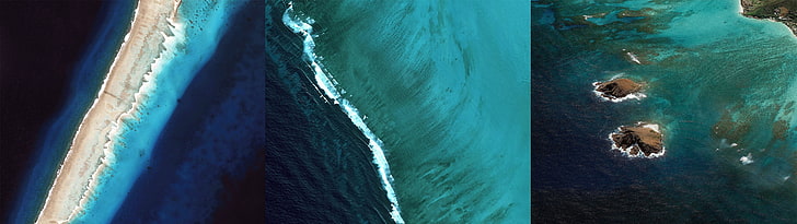 collage de cuerpo de agua, collage, mar, playa, vista aérea, Fondo de pantalla HD