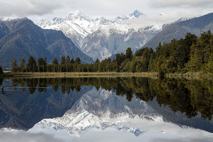 Montagnes, Aoraki / Mount Cook, Aotearoa, Lac, Lac Matheson, Montagne, Nouvelle-Zélande, Reflet, Alpes du Sud, Fond d'écran HD