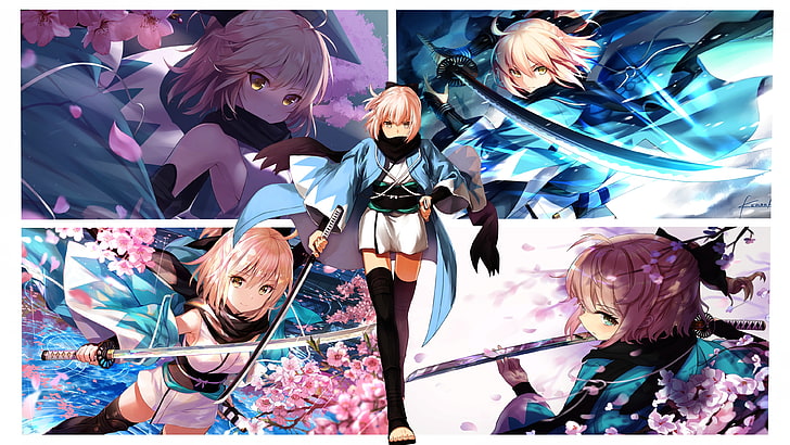 Sakura Sabre, Schicksalsserie, Schicksal / Großauftrag, Mädchen mit Schwertern, Anime, Anime Girls, HD-Hintergrundbild
