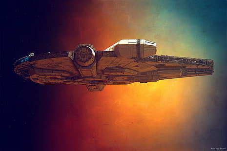 Gwiezdne Wojny, statek kosmiczny, grafika, science fiction, Millennium Falcon, Star Wars Ships, Tapety HD HD wallpaper