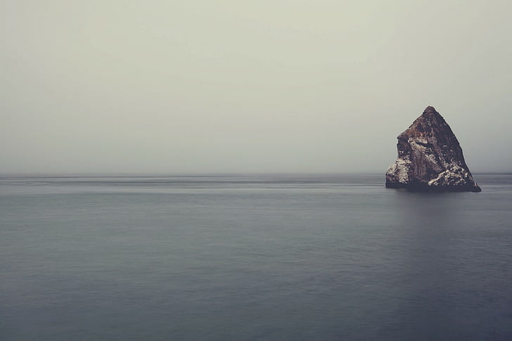 Mar, roca, calma, naturaleza, mar, roca, calma, Fondo de pantalla HD