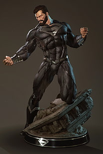 Action figure di Superman, render, Superman, nero, uniforme, Clark Kent, action figure, Gerard Kravchuk, Sfondo HD HD wallpaper