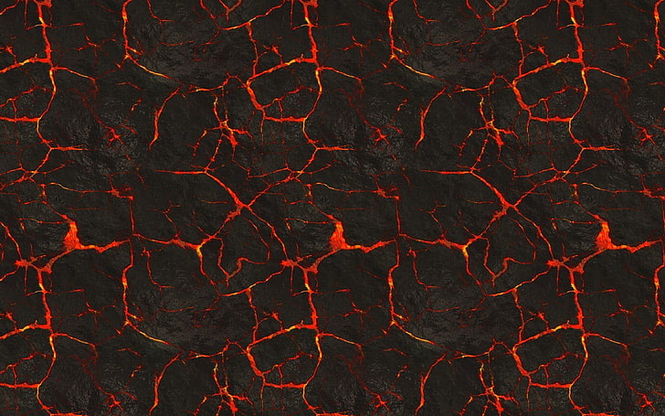 wallpaper digital hitam dan merah, lava, tekstur, api, merah, alam, batu, Wallpaper HD