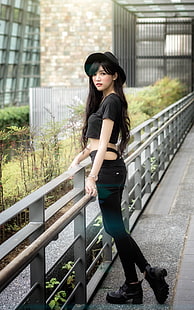 เสื้อครอปสีดำของผู้หญิง chingcho ไต้หวันไต้หวันเอเชียผู้หญิง, วอลล์เปเปอร์ HD HD wallpaper