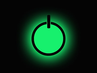 power icon, power buttons, green, simple background, simple, glowing, HD wallpaper HD wallpaper