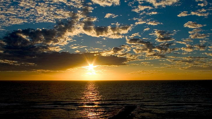 matahari terbenam awan laut 1920x1080 Alam Sunsets HD Seni, Awan, matahari terbenam, Wallpaper HD