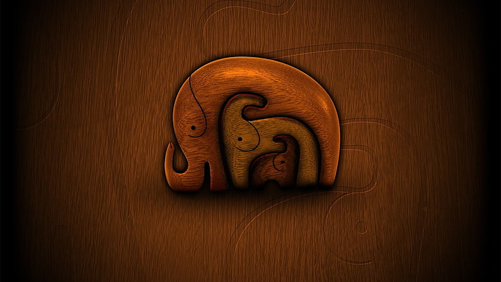 décor mural d'éléphant brun, minimalisme, éléphant, animaux, œuvres d'art, Fond d'écran HD