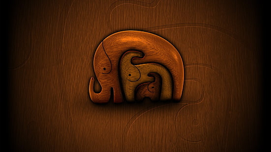 коричневый слон декор стен, минимализм, слон, животные, произведение искусства, HD обои HD wallpaper