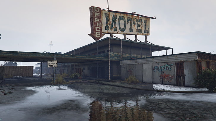 signalisation de motel, Grand Theft Auto V, jeux vidéo, Fond d'écran HD