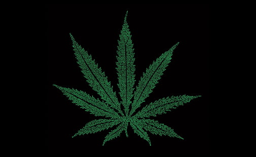 Marihuana-Blatt-Typografie, Hanfblatt, künstlerisch, Typografie, Blatt, Marihuana, HD-Hintergrundbild HD wallpaper