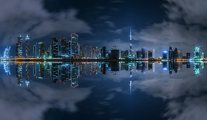 paysage urbain, lac, Émirats arabes unis, urbain, Dubaï, Fond d'écran HD
