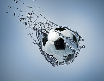 papel de parede de bola de futebol, futebol, bola, exercício, água, abstração, HD papel de parede HD wallpaper