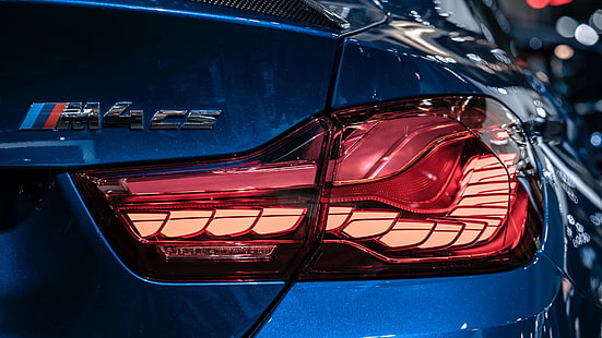 auto, bmw m4, blaues auto, bmw, automobilbeleuchtung, scheinwerfer, fahrzeug, sportwagen, HD-Hintergrundbild HD wallpaper
