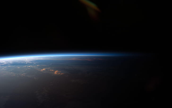 Lumière sur l'horizon, vue de la terre depuis l'espace, terre, planète, espace, rond, Fond d'écran HD