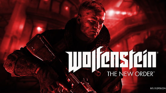 Wolfenstein, Wolfenstein: The New Order, B.J. Blazkowicz, Red, Shotgun, HD wallpaper HD wallpaper