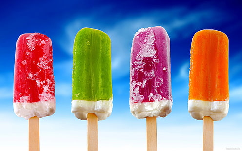 сливки, лед, многоцветный, фруктовое мороженое, HD обои HD wallpaper
