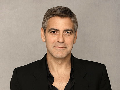 George Clooney, pria, aktor, potret, pakaian hitam, tersenyum, Wallpaper HD HD wallpaper