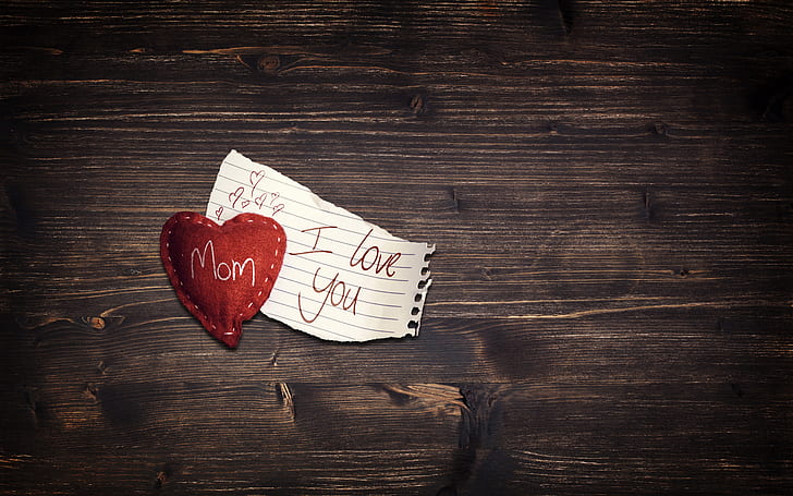 Mother's Day Wood Heart Love Note HD, white lined paper, love, s, heart, love/hate, wood, day, note, mother, HD wallpaper