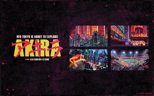 Akira movie cover, anime, Akira, Photoshop, digital art, texture, typography, fan art, katsuhiro otomo, HD wallpaper HD wallpaper