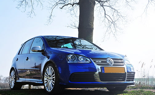 Volkswagen Golf R32, mavi Volkswagen 5 kapılı hatchback, Arabalar, Volkswagen, Golf, HD masaüstü duvar kağıdı HD wallpaper