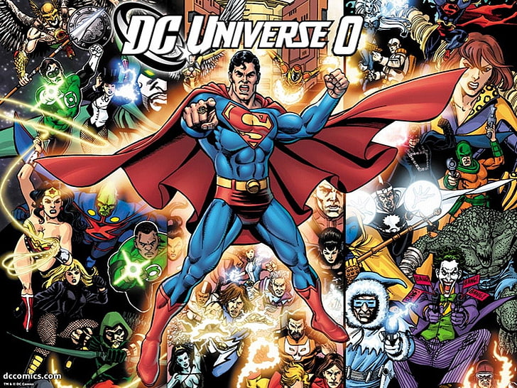DC Universe O wallpaper, Comics, Universe O, Black Canary, Captain Cold, Green Arrow, Green Lantern, Hawkgirl, Hawkman, Martian Manhunter, Superhero, Superman, Wonder Woman, Zatanna, HD wallpaper