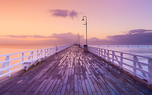 water dock, pier, sea, lantern, sky, Australia, HD wallpaper HD wallpaper