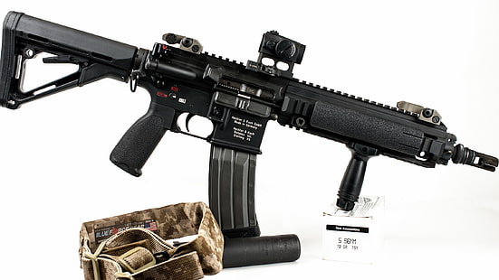 검은 돌격 소총, 무기, 기계, HK416, HD 배경 화면 HD wallpaper