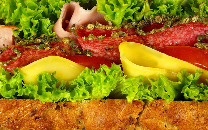 salami, food, cheese, salad, HD wallpaper