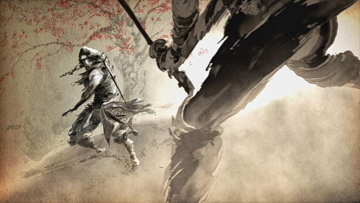 animierte Männer mit Schwert Wallpaper, Samurai, Fantasy-Kunst, Krieger, HD-Hintergrundbild