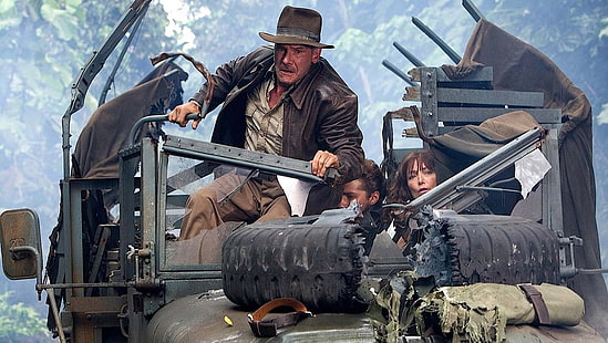der graue Cowboyhut der Männer, Indiana Jones und das Königreich des Kristallschädels, Indiana Jones, Harrison Ford, HD-Hintergrundbild HD wallpaper