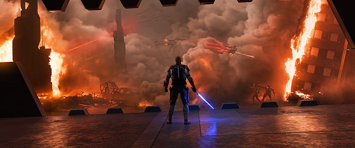 Guerra nas Estrelas, Batalha, Explosão, Sabre de Luz, Obi-Wan Kenobi, Fumaça, Guerreiro, HD papel de parede