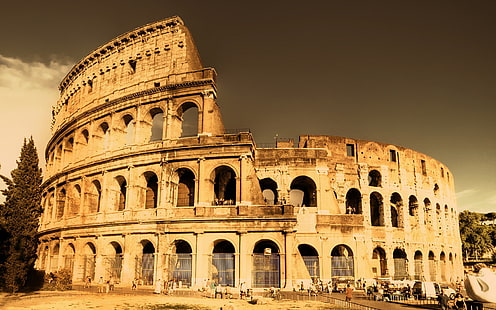 Architectural landscape of the Roman Colosseum, Architectural, Landscape, Roman, Colosseum, HD wallpaper HD wallpaper