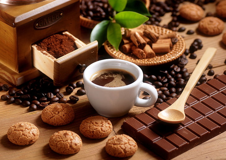 Food, Chocolate, Biscuit, Coffee, Coffee Beans, HD wallpaper