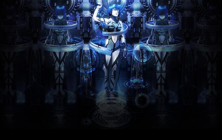 Fondo de pantalla digital de personaje de anime femenino, cyberpunk, futurista, Ghost in the Shell, Kusanagi Motoko, Fondo de pantalla HD