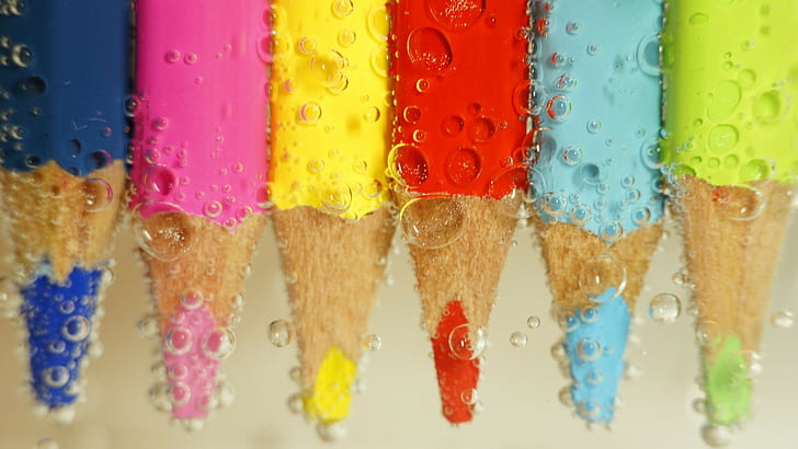 pensil, gelembung, warna-warni, Wallpaper HD