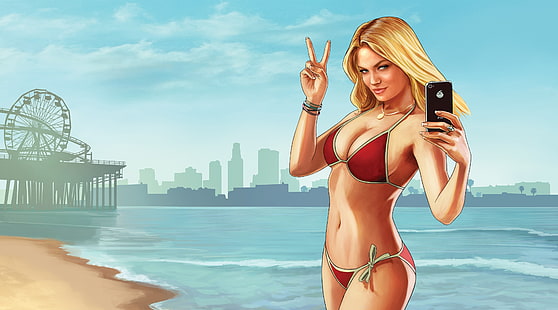 Grand Theft Auto V Beach Weather, тапет GTA 5, Игри, Grand Theft Auto, HD тапет HD wallpaper