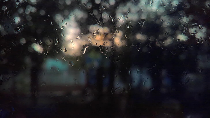 deszczowo, smutno, szkło, noc, Tapety HD