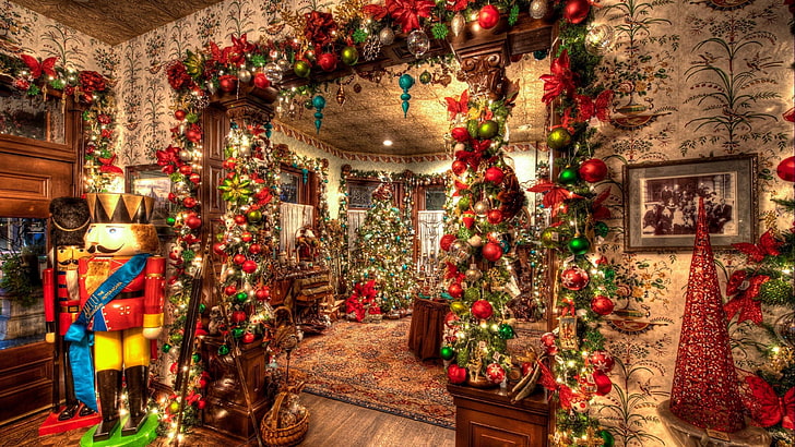 christmas decoration, christmas, tradition, decor, christmas tree, xmas, holiday, toys, christmas day, HD wallpaper