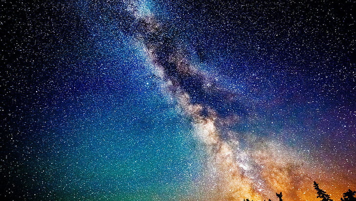 Via Láctea, paisagens, Via Láctea, noite, espaço, céu, estrelas, HD papel de parede