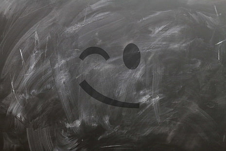 background, blackboard, blind eye, board, chalk, copy space, emoticon, feelings, learn, mood, school, smeared, smile, smiley, wink, writing board, HD wallpaper HD wallpaper