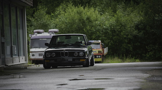 BMW E28, Stance, Stanceworks, Low, Norway, Summer, Rain, Trees, bmw e28, stance, stanceworks, low, norway, summer, rain, trees, HD wallpaper HD wallpaper