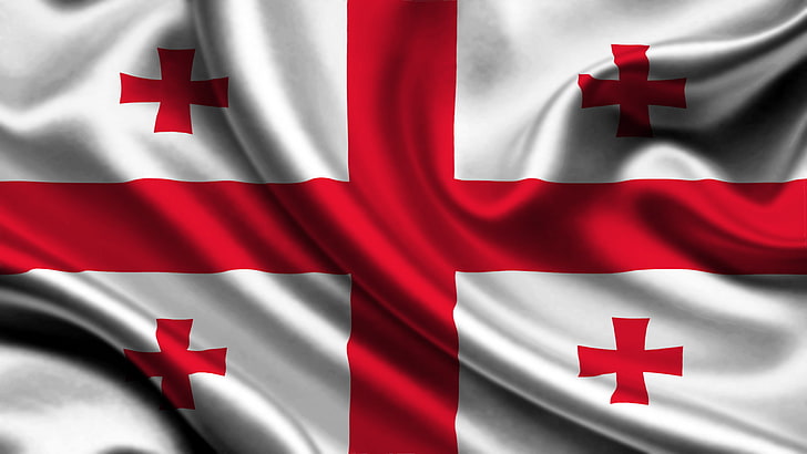red and white cross print decor, flag, Georgia, HD wallpaper