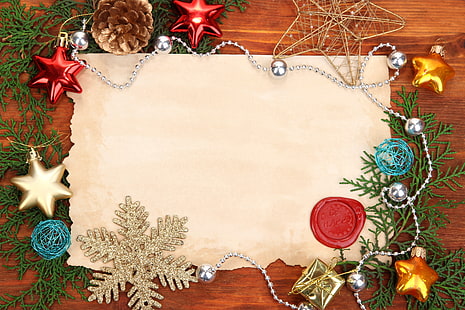 cartão com tema de Natal marrom e multicolorido, decoração, moldura, ano novo, natal, alegre, HD papel de parede HD wallpaper