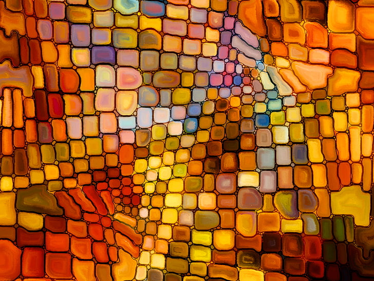 lukisan warna-warni, mosaik, pola, kaca patri, berwarna-warni, Wallpaper HD
