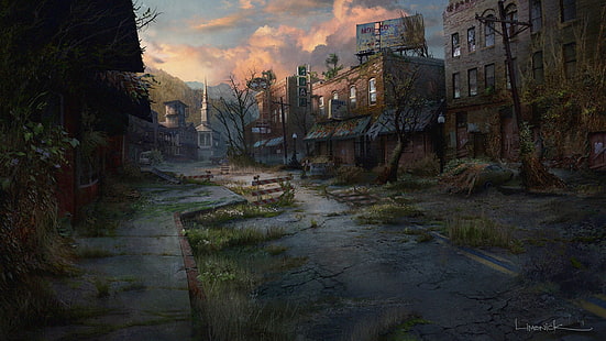 графика на град-призрак, The Last of Us, концептуално изкуство, видео игри, HD тапет HD wallpaper