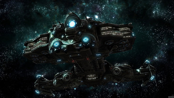 gray and blue spacecraft, space, ship, HD wallpaper