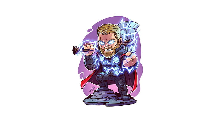 Thor, ilustraciones, fondo simple, fondo blanco, Fondo de pantalla HD