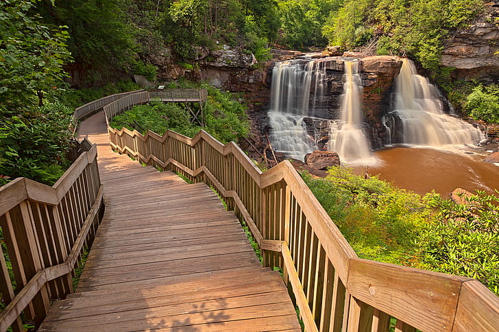 brown wooden stairway near water falls, blackwater falls, blackwater falls, Blackwater Falls, HDR, stairway, water falls, blackwater  falls, waterfall, waterscape, flow, streaming, staircase, stairs, steps, path, passage, forest, trees, rocks, rocky  stone, landscape, nature, scene, scenic, scenery, background, park, allegheny, appalachian, appalachians, mountains, west  virginia, usa, united  states, american  beauty, beautiful, pretty, epic, outside, outdoor, outdoors, travel, tourism, brown, orange, yellow  green, colorful, vivid  color, colors, colour, colours, summer  season, seasonal, stock, resource, image, picture, ca, river, tropical Rainforest, tree, stream, scenics, water, HD wallpaper